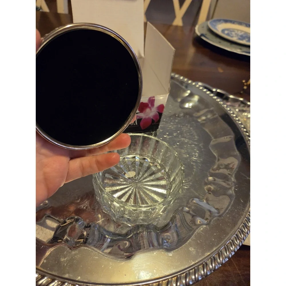 vintage silverplate and crystal trinket box,